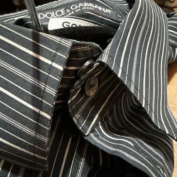 BIG & TALL Dolce & Gabbana Gold Button Up Dress Shirt 17.5” EU 44 - Picture 7 of 10